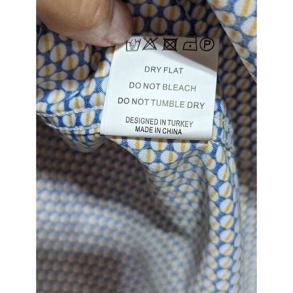 Azaro Uomo Men's Blue & Black Printed Long-Sleeve Button-Down Shirt Size M NWT - Picture 6 of 7